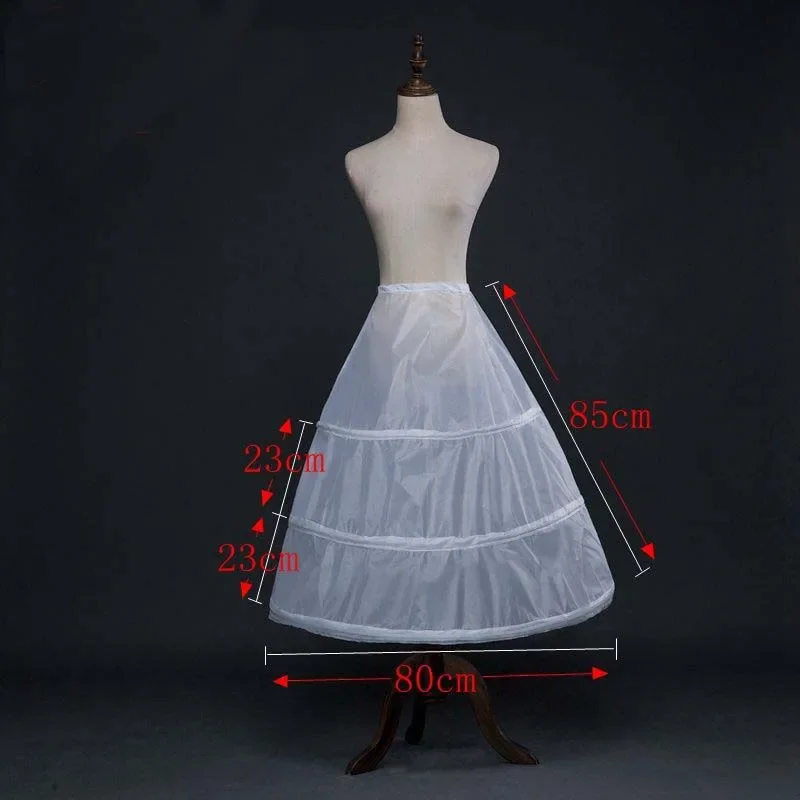 High Quality White 3 Hoops A-Line Petticoat Adjustable Crinoline Slip Underskirt For Ball Gown Wedding Dress