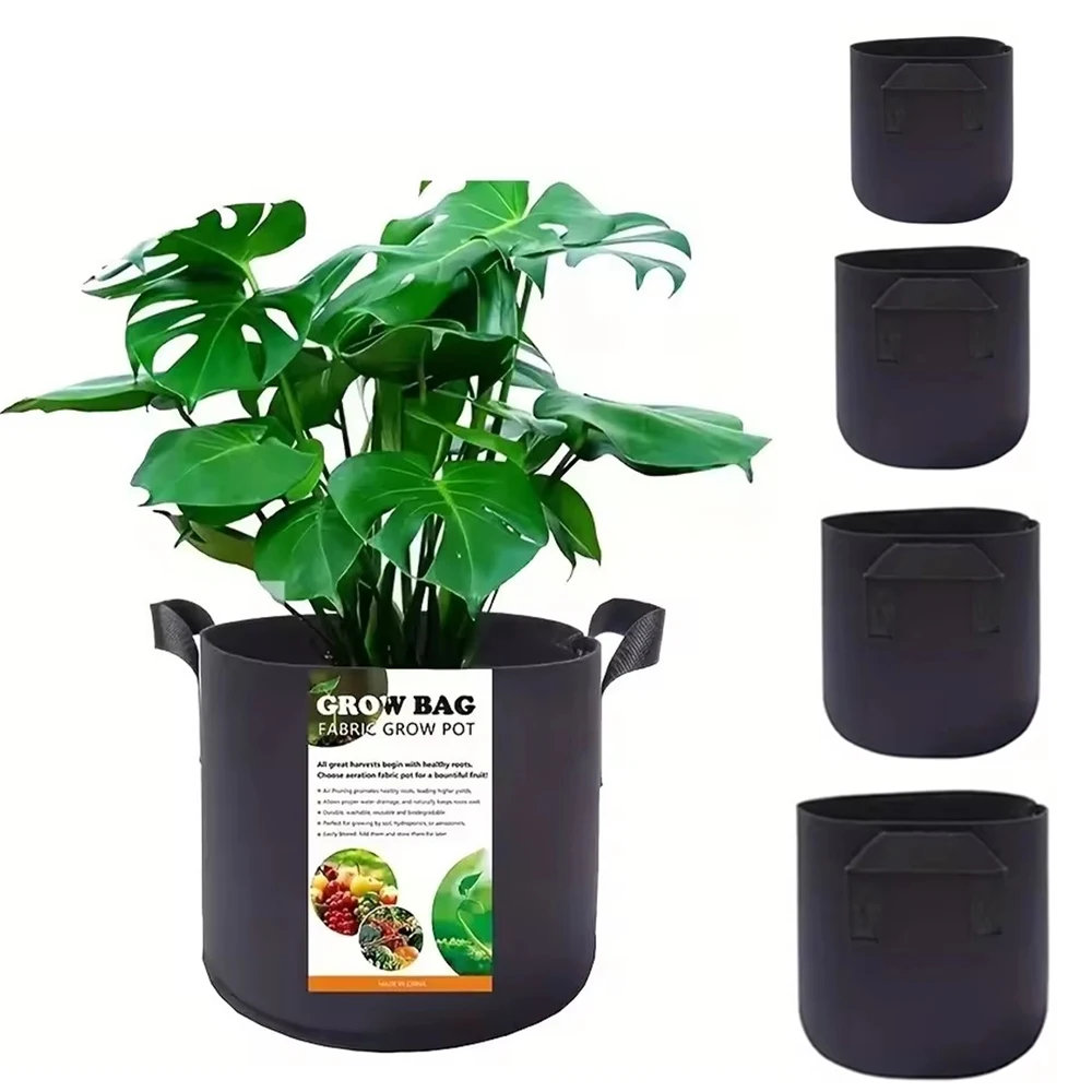 Vegetable/Flower/Plant Grow Bags 1/2/3/5/ Gallon Thickened Non-Woven Grow Bags Aeration Fabric Pots with Handles Flower Pot ﻿