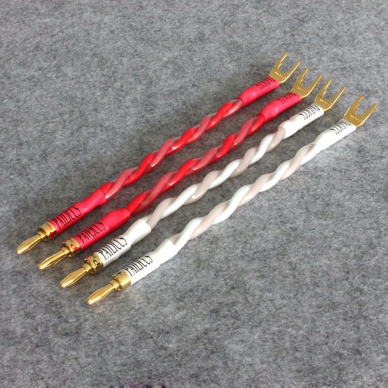 4pcs HIFI Speaker Canare line Copper Gold-plated Bananas Y spade Plug DIY Signal switching connection Bridge Jumper Audio cable