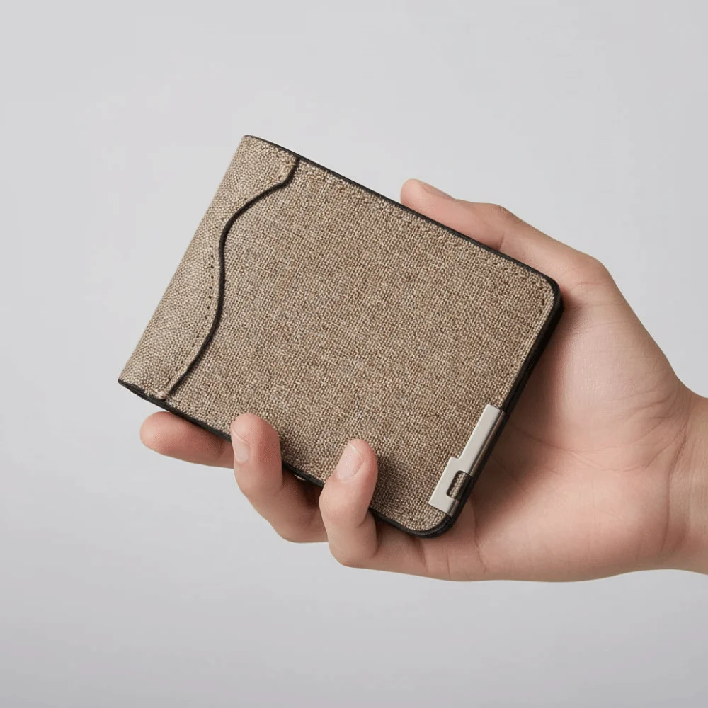 Retro Canvas Short Wallet Metal Decoration Compact Men's Slim Fit Wallet Multi-Card Lightweight Ultra Thin Wallet Business Trips