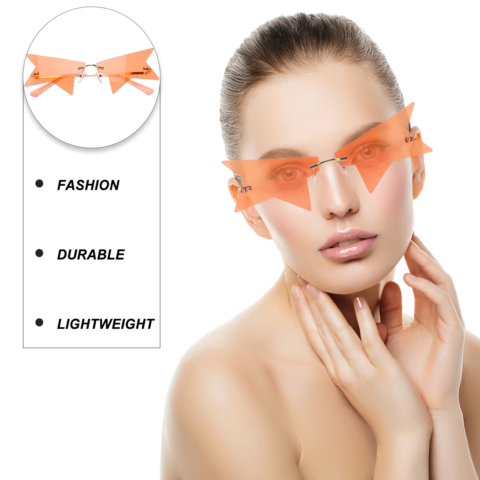 

Rimless Sunglasses Fashion Women Star Shape Eyeglasses Funny Party Ac Frameless Holiday Exaggerated Glasses Photo Props Durable