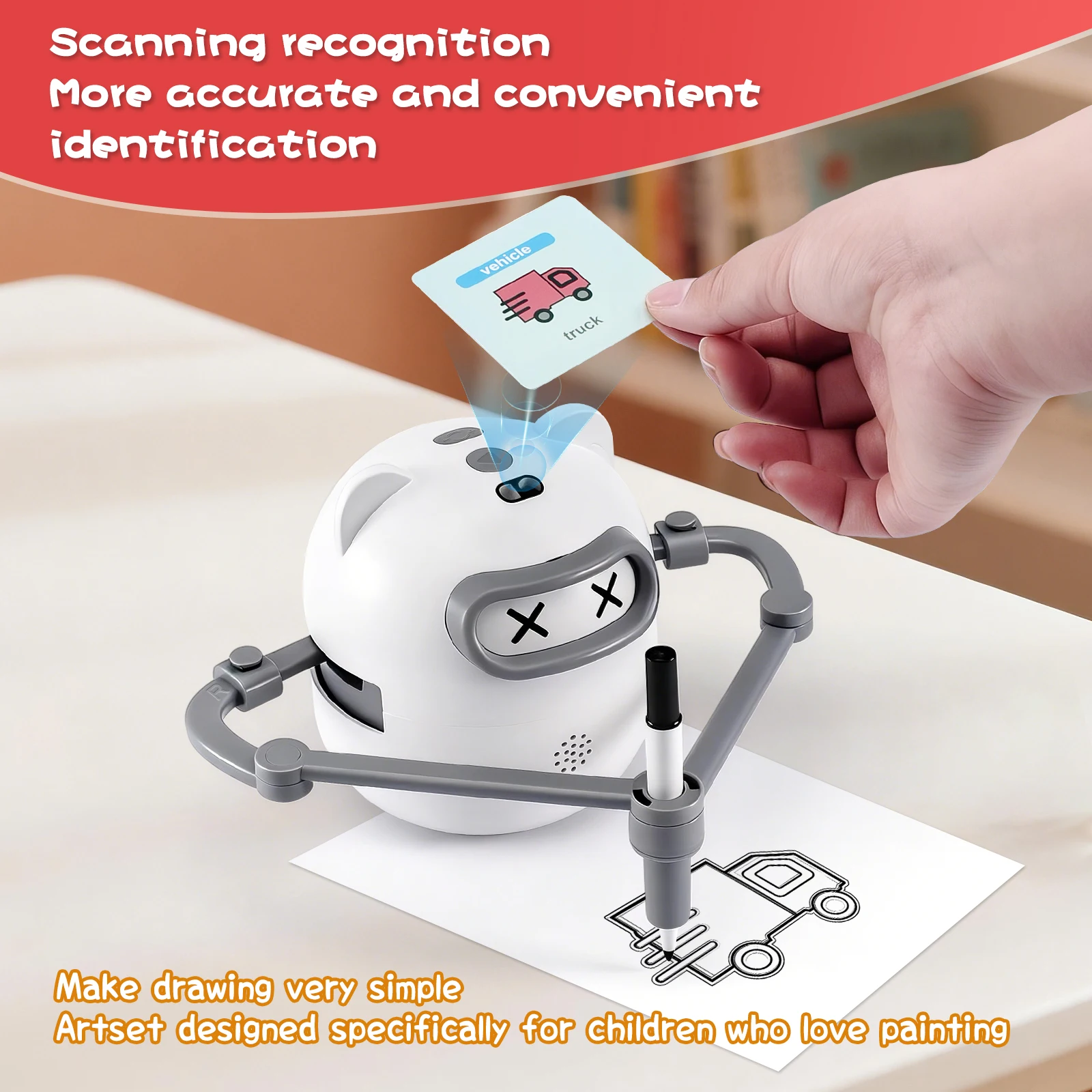 Robô de Desenho Educacional Interativo, Robô de Pintura Automático com 100 Cartões, Brinquedo de Máquina de Ensino Inteligente