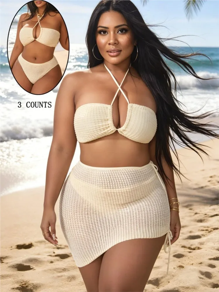 L-4XL Plus Size High Waist Bikini Women's Push Up Large Size 3XL 4XL Swimsuit Summer Mujer Tummy Control Swimwear Bikini Sets