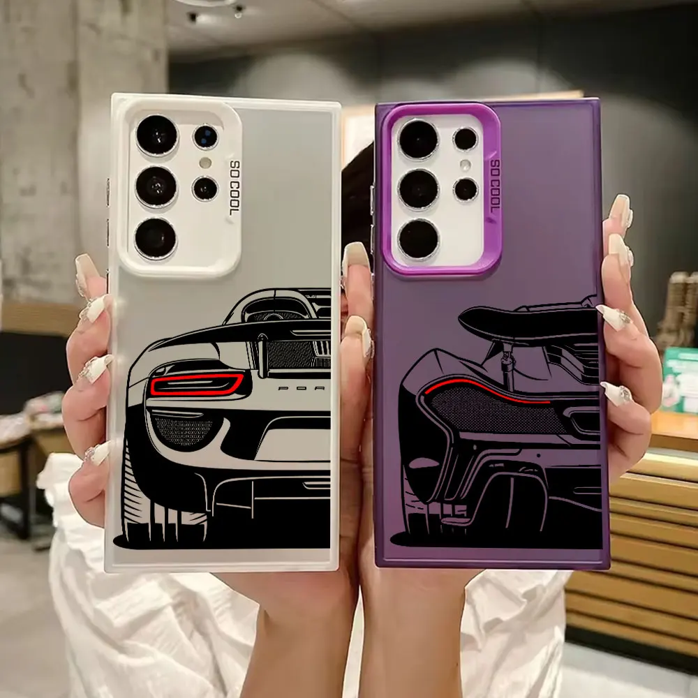 Male Men Sports Car Cartoon Line Case For Samsung S26 S25 S24 Ultra Cases For Galaxy S23 S22 S21 FE Ultra S26 Plus Phone Cover