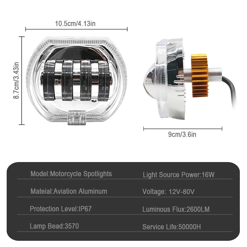 Universal Motorcycle Headlight Electric Vehicle  LED Front Large Light Angel Devil's Eyes 4 LED Car Lamp Spotlight