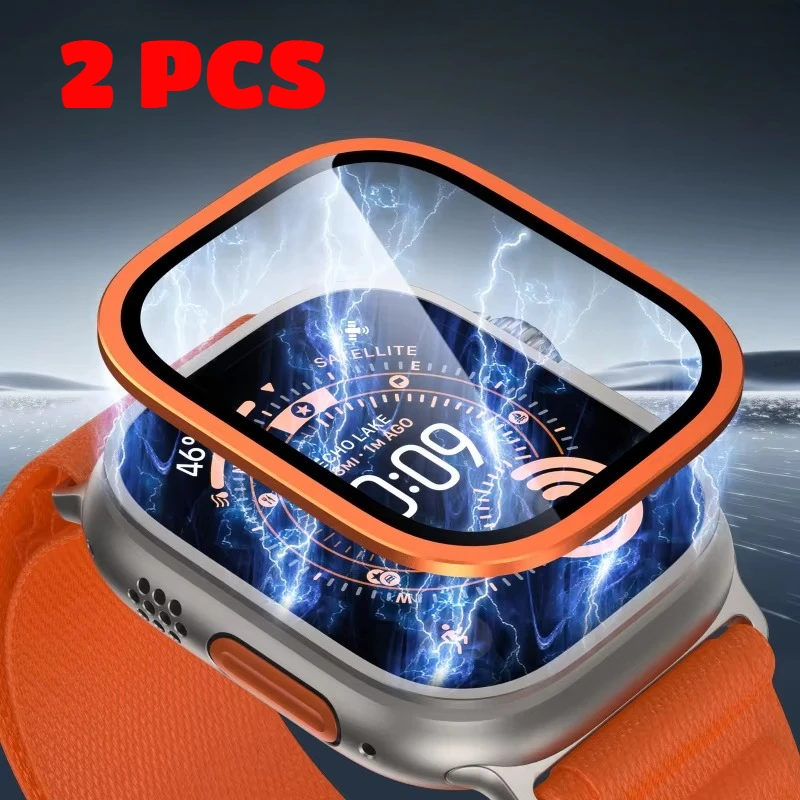 2PCS Tempered Glass for Apple Watch Ultra 4 49mm Titanium Metal Frame Anti-Scratch film Ultra 3 2 Screen Protector Accessories