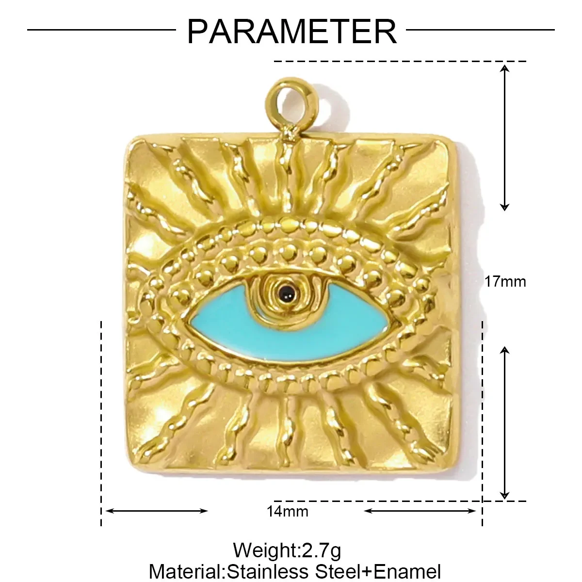 3 stks/partij Groothandel Rvs Emaille Vierkant Hart Diy Oorbel Bedels Vrouw Boze Oog Ketting Hangers Poker Sieraden