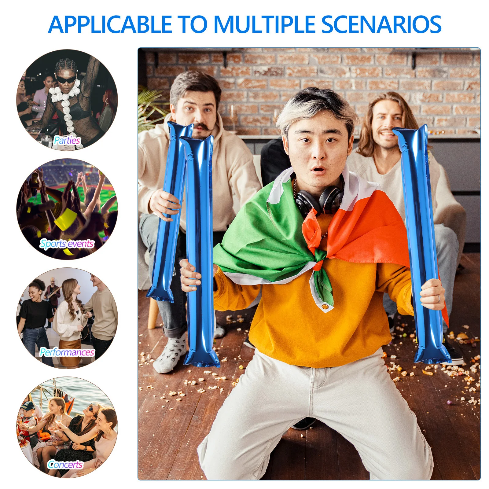 24 قطعة من أعواد الضوضاء القابلة للنفخ، مصفق الرعد للأحداث الرياضية والحفلات والحفلات والحفلات وألعاب كرة القدم وكرة السلة