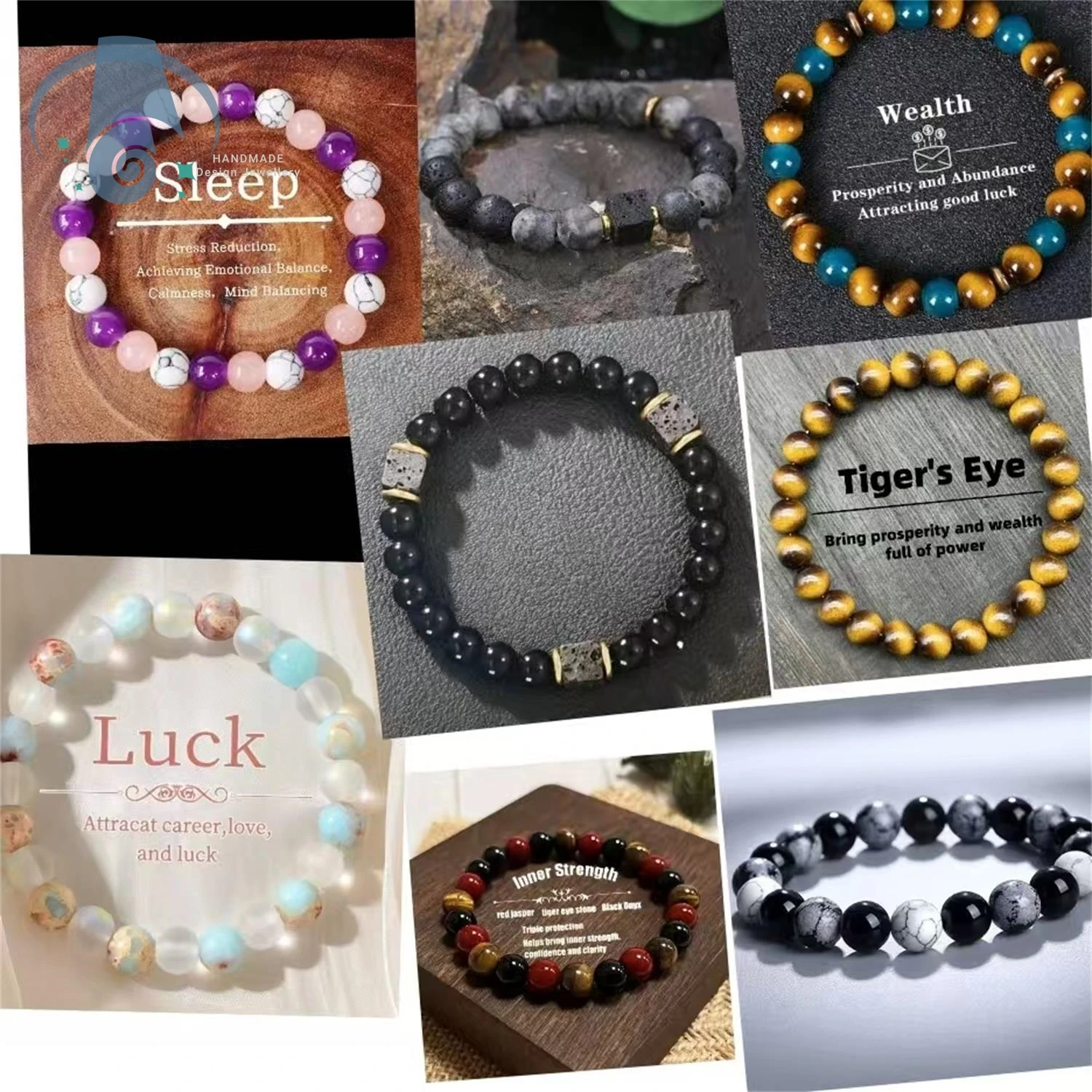 Natural High Density Black Obsidian Beaded Bracelet Men Square Lava Stone Stretchable Spiritual Healing Yoga Meditation Jewelry