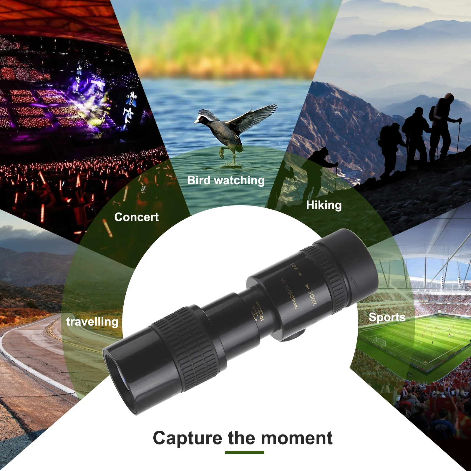 Telescópio Monocular HD Zoom, Zooming Stepless, Longo Alcance, Prisma Bak4, Telescópio com Bússola, Caça, Ao Ar Livre, Acampamento, Presentes