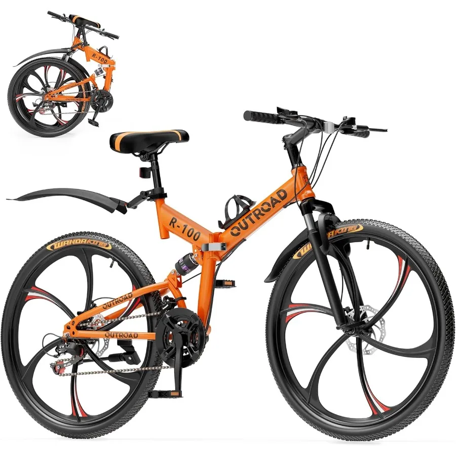 

26 Inch Adult Folding Bikes for Urban Commuting and Outdoor Adventures: 21 Speed Mountain Bicycles with Full Suspension Dual Di