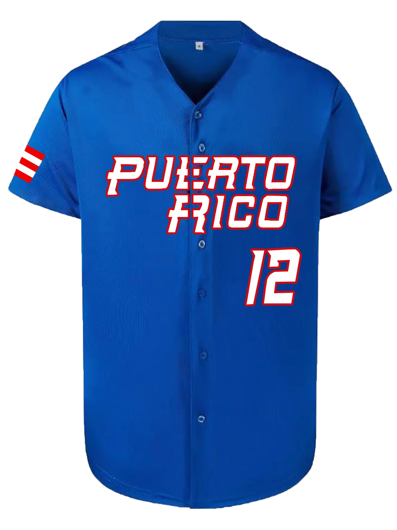 Maglia da baseball da uomo di Porto Rico # 12 uniformi sportive ricamate da cucito, abiti sportivi casual, camicie a maniche corte con bottoni