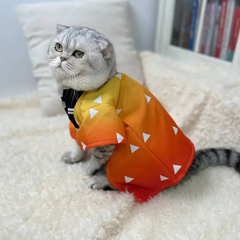 

Dogs Clothing Zenitsu Pet Cosplay Halloween Pets Cosplay Costume Spring Summer Cat Clothing Cute Kitten Cat Clothes