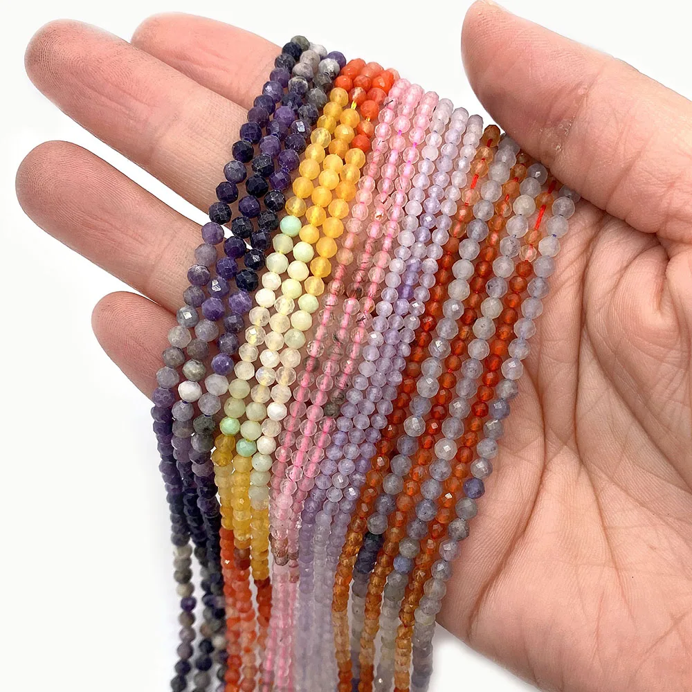 

Colorful Mixed-Color Faceted Round Gradient Natural Stone Crystal Agate Straight-Hole Loose Beads DIY Jewelry Making Materials