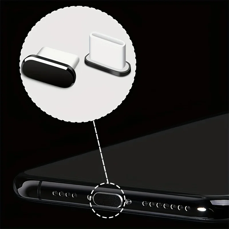 4-Pack USB-C Dust Plugs with 1 Cleaning Brush Metal Type-C Charging Port Simple Covers Dustproof USB-C Plug Protector