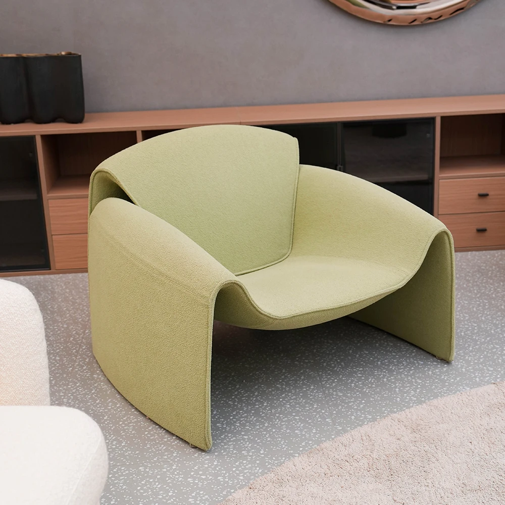 #Stylish Fabric Leisure Chair, Ergonomic Curved Seating Accent Chair for Home Decor and Reception Areas