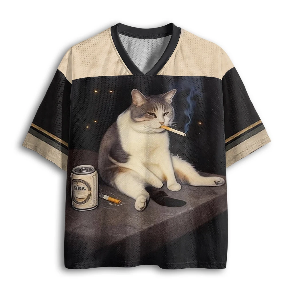 T-shirt sportif cool pour adultes et enfants, avec impression 3D de chat, motif original et attrayan