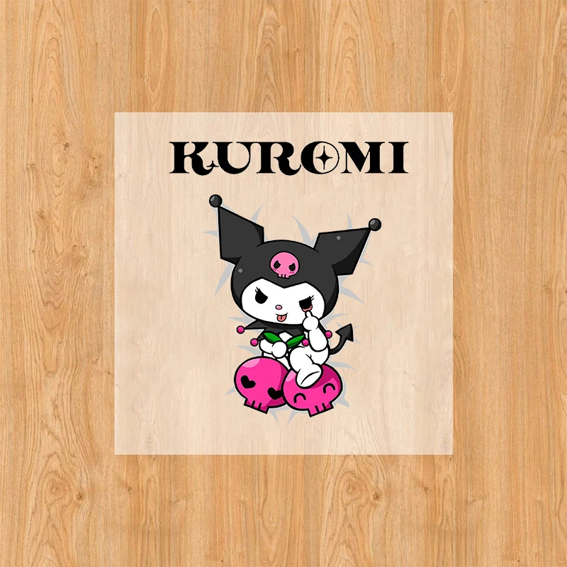 Sanrio Kuromi Patches Clothing Heat Transfer Stickers Anime Printed T-Shirt Ironing Patch Decals Stickers Boys Girls DIY Clothes