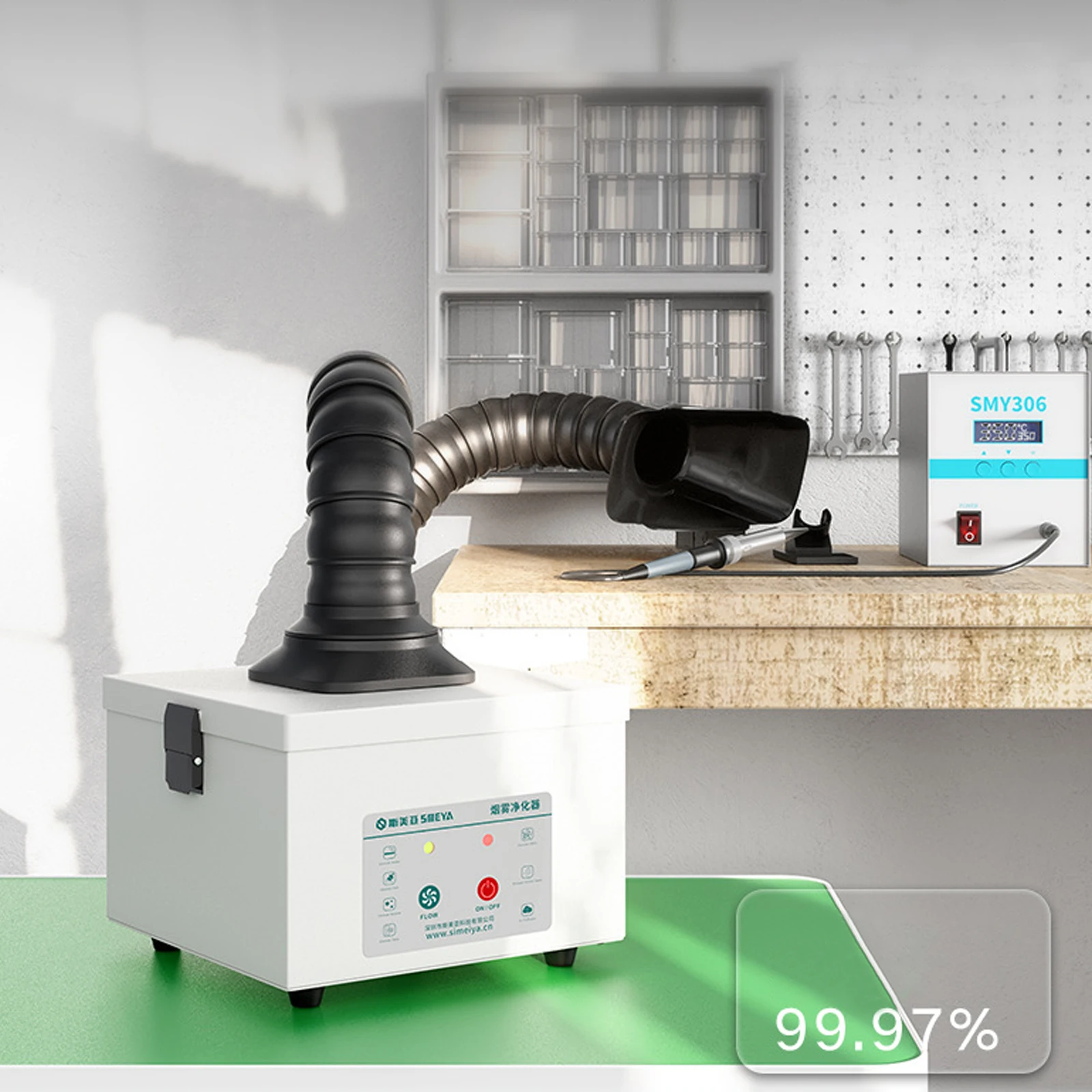 Ekstraktor Asap Portabel 30W Ekstraktor Asap Solder dengan Filter 3 Tahap Pembersih Hisap Kuat untuk Pengelasan DIY Ukiran