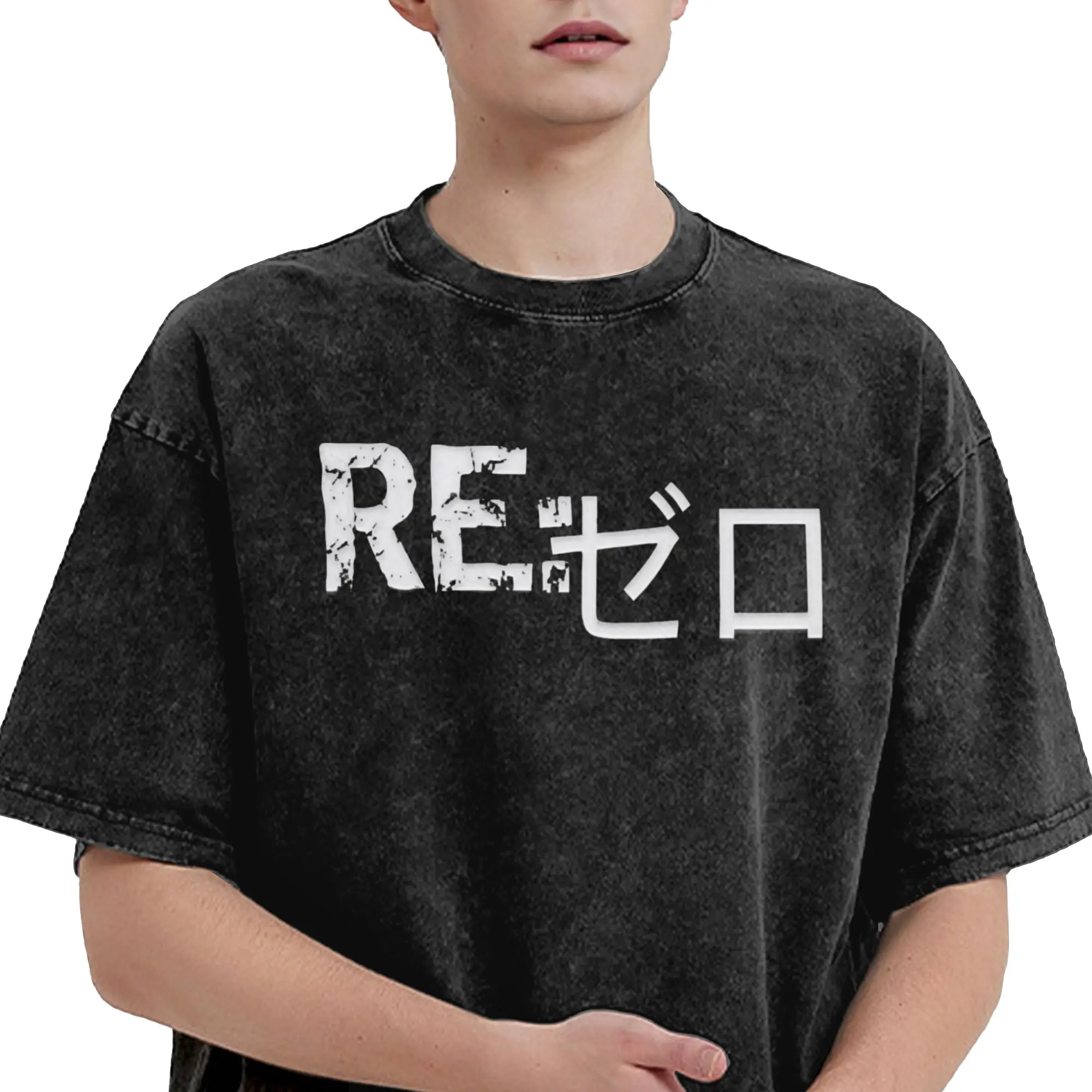 Summer Re:ZERO Starting Life in Another world Washed T Shirt Outfit Oversize T-Shirts  Men Women Tee