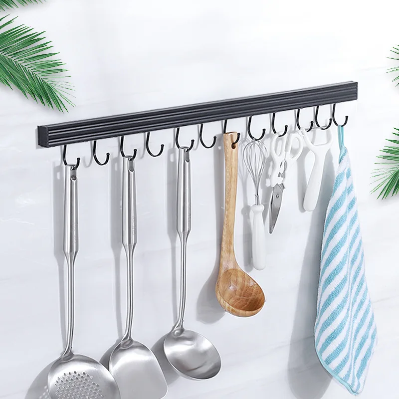 

Kitchen Hook Storage Kitchenware Utensil Hanging Organizers Hanger Wall Mounted Bathroom Hooks Home Accessories No Drilling