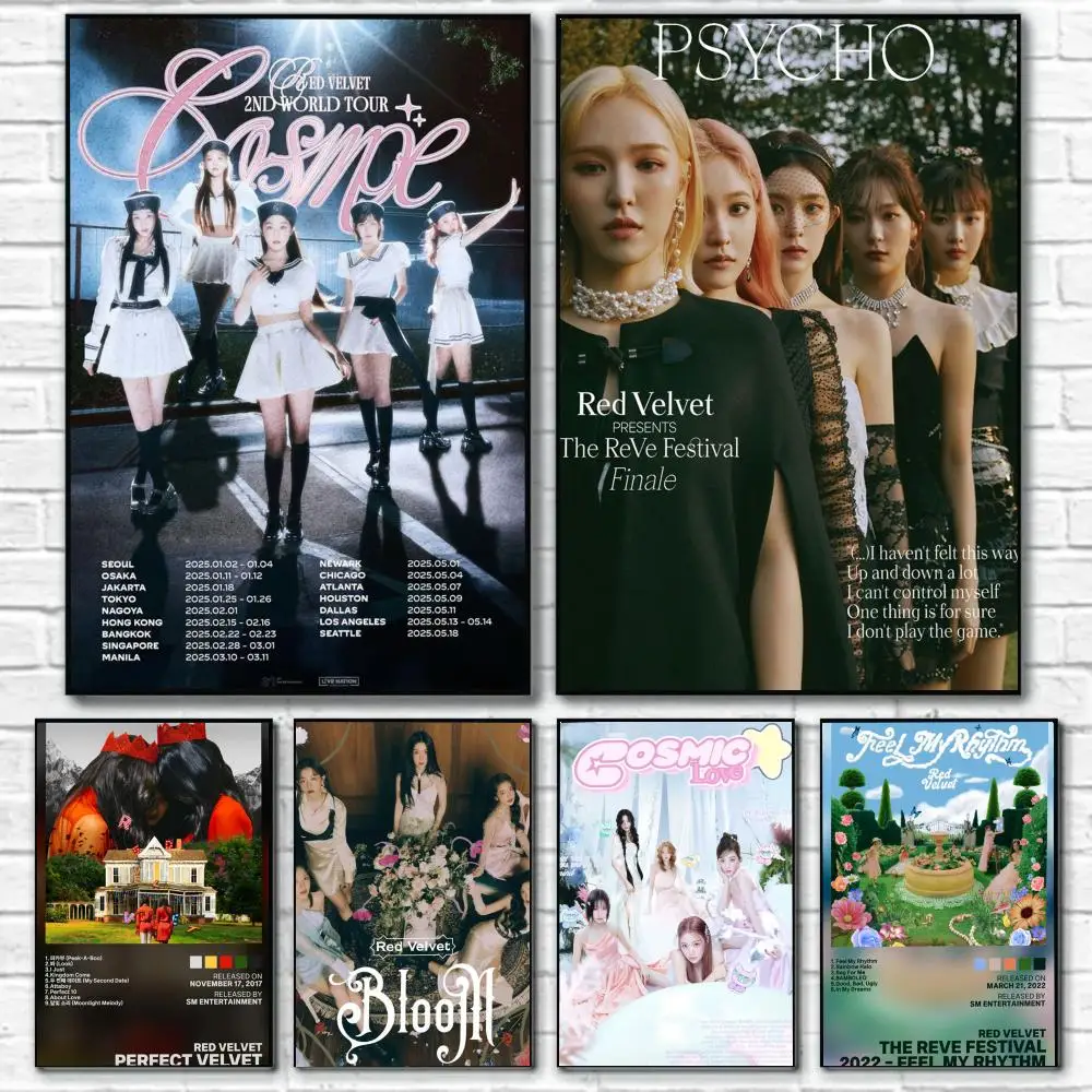

Знаменитый постер K-pop R-Red V-Velvet, декор для стен комнаты, водонепроницаемые наклейки для украшения дома, бара, спальни