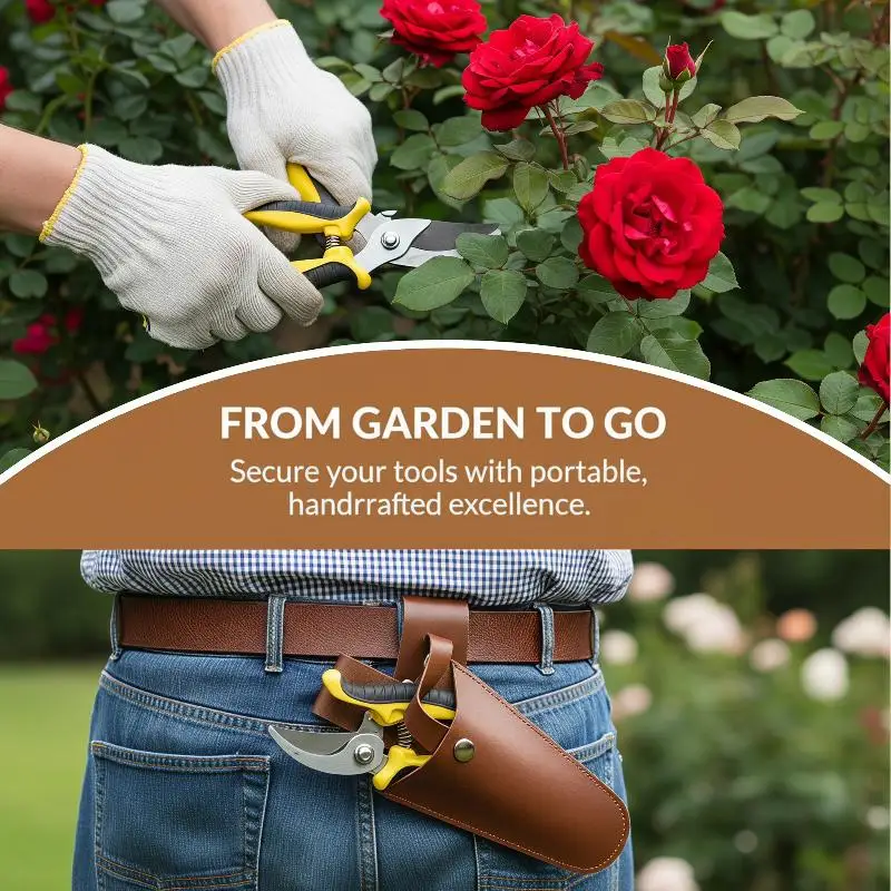 Durable Leather Gardening Tool Pouch Waist Buckle Design Waterproof Pruning Tool Storage Bag for Electrician Home Gardening