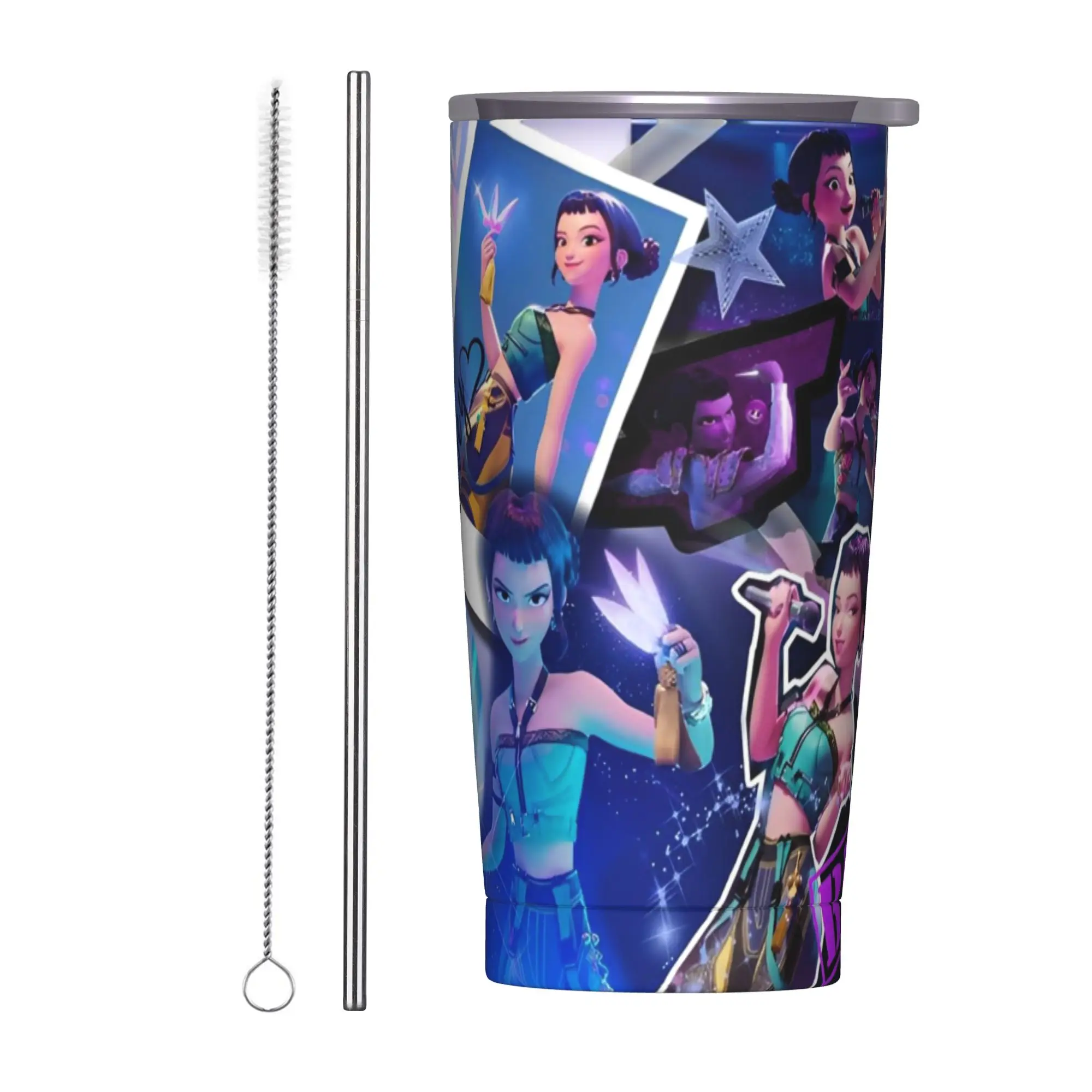 

Zoey Kpop Demon Hunters Insulated Tumbler with Straws Huntrix Vacuum Thermal Mug Double Wall Bottle Cups, 20oz