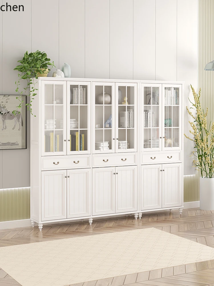 

YXY Solid Wood Combination Full Wall Open Door Glass Door Bookcase Wine Cabinet Study Room Floor-standing