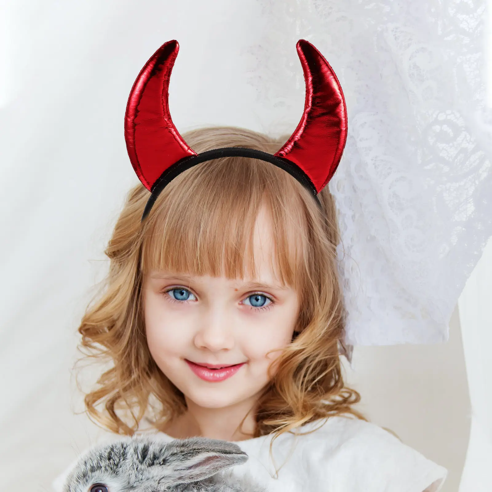 

Набор из 1 шт. ободков для волос в виде рожек дьявола, очаровательные обручи для волос для Рождества, дня рождения, костюмированных вечеринок, косплея, легкий и удобный аксессуар для головы