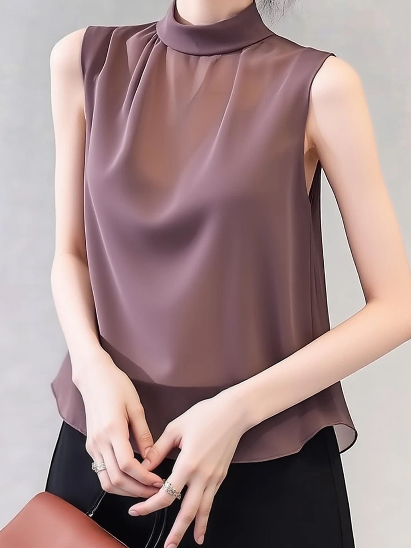 

Elegant Sleeveless Shirt Design Loose Casual Slimming Tank Top Spring Women's Fashionable Commute Style Korean Loose Fit