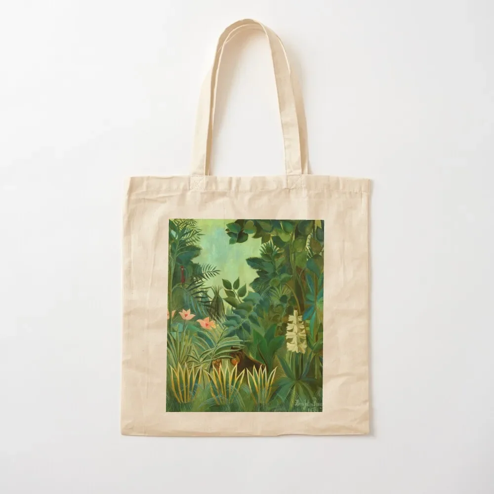 

Henri Rousseau The Equatorial Jungle, 1909 Tote Bag Women's beach bags tote bag university bag for beach Cloth