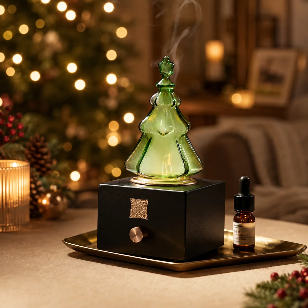 Christmas Tree Water‑Less Cold Air Nebulizing Scent Sprayer Machine Essential Oil Diffuser for Holiday Present Home Decor