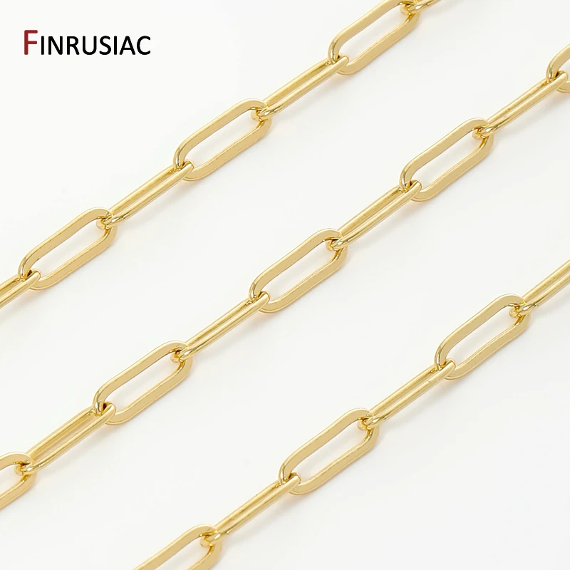 سلاسل ربط كابل مربع من النحاس المطلي بالذهب عيار 18 قيراط، سلسلة مشبك ورق 9*17 مم لصنع سوار القلادة، إكسسوارات مجوهرات ذاتية الصنع #3