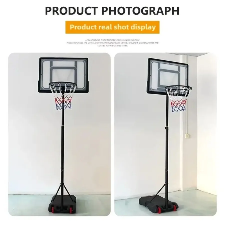 Un soporte de baloncesto plegable imprescindible para adolescentes, sistema de porta de baloncesto de altura ajustable con ruedas silenciosas y rebo duradero