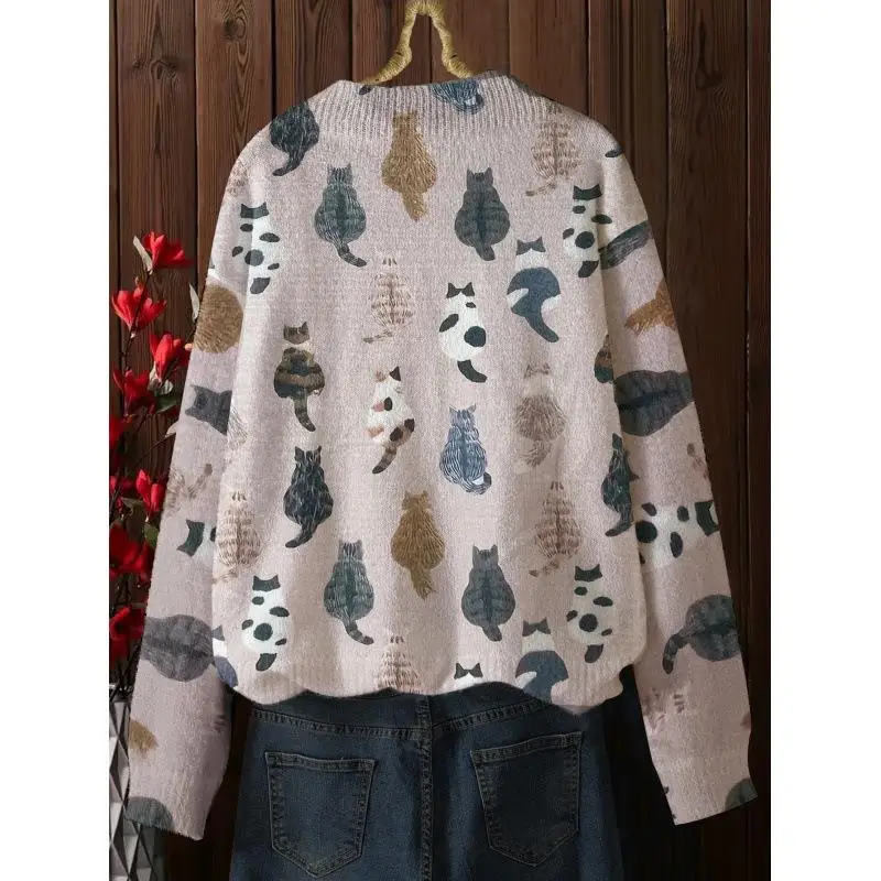 

Повседневный длинный свитер с принтом, круглый Ne, мужской свободный крой в полоску, осень-зима, удобный вязаный топ с ленивым рукавом