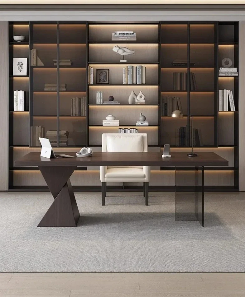 wood desk study desk Italian minimalist writing desk home design computer  room decoration