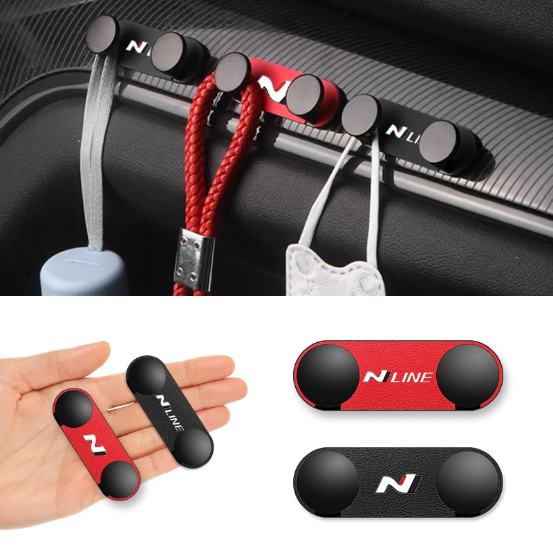 Car Sticky Hook USB Cable Double-Hook Organizer For Hyundai N Nline I20 I30 Kona Tucson Sonata Elantra Veloster Auto Accessories