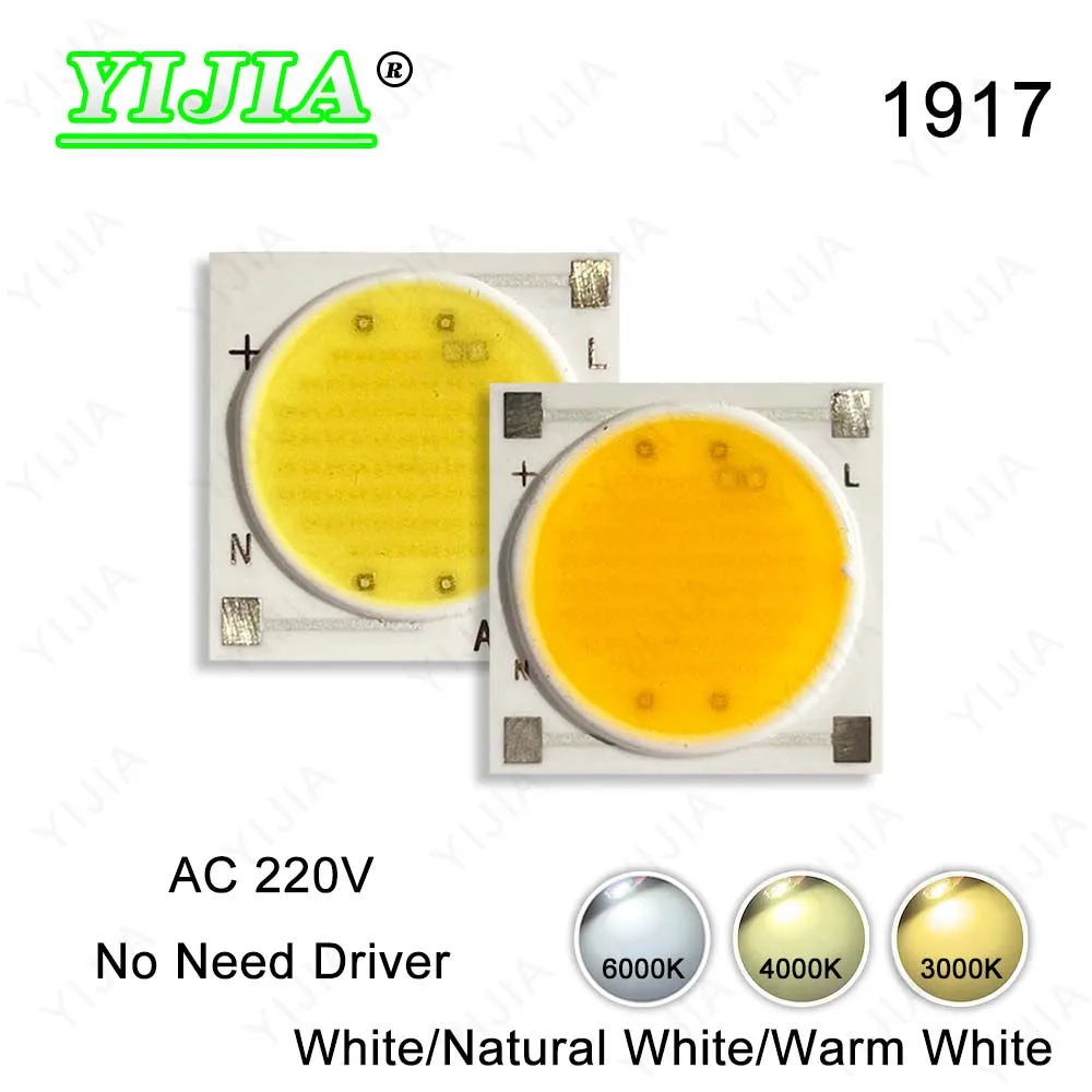 chip de led ac 220v sem necessidade de driver 12w 15w 20w 30w branco natural quente 30006000k chip cob 1917 para lampada led faca voce mesmo luz de pista 01