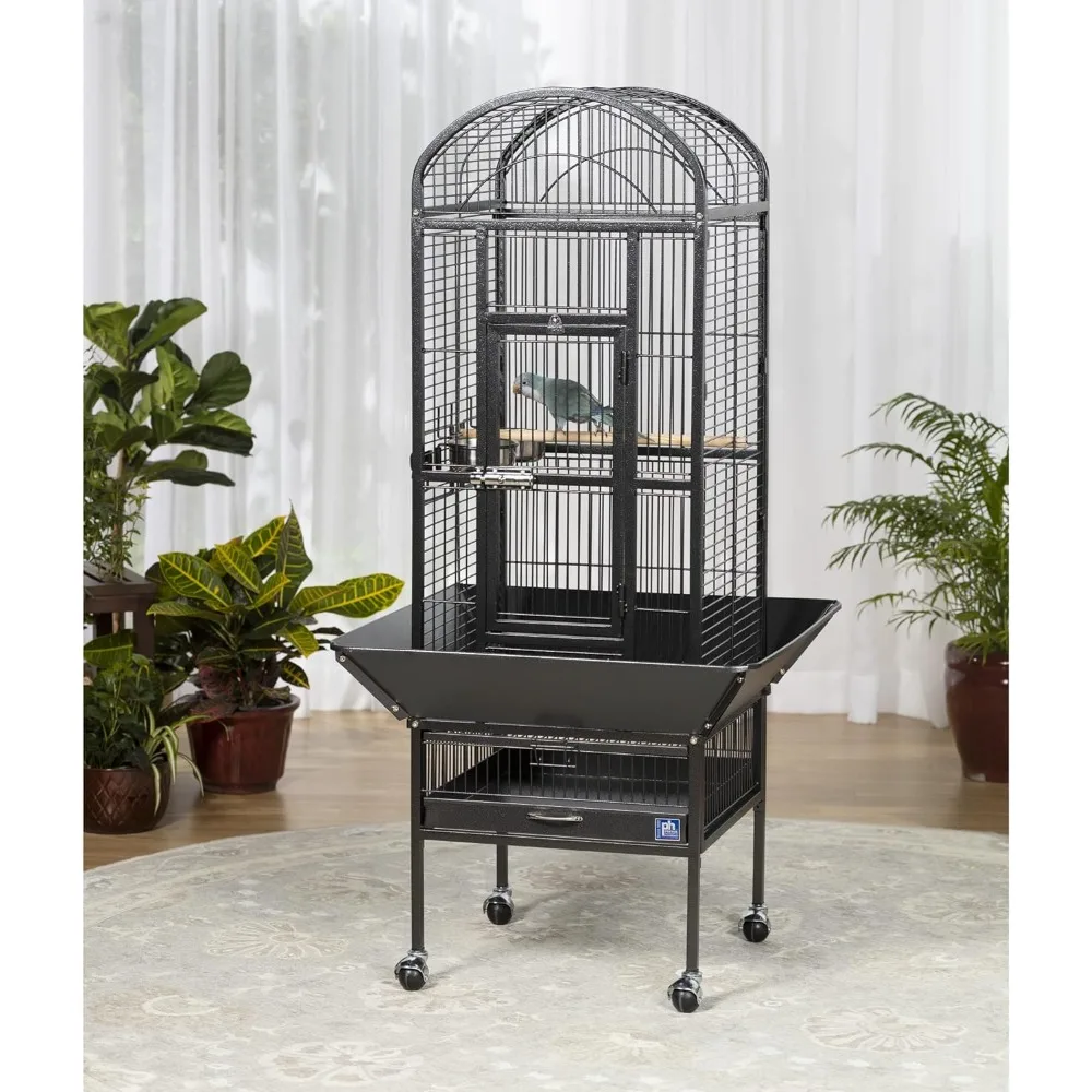 Household convenient bird cage with wheels 18 inches long x 18 inches wide x 54.63 inches high black