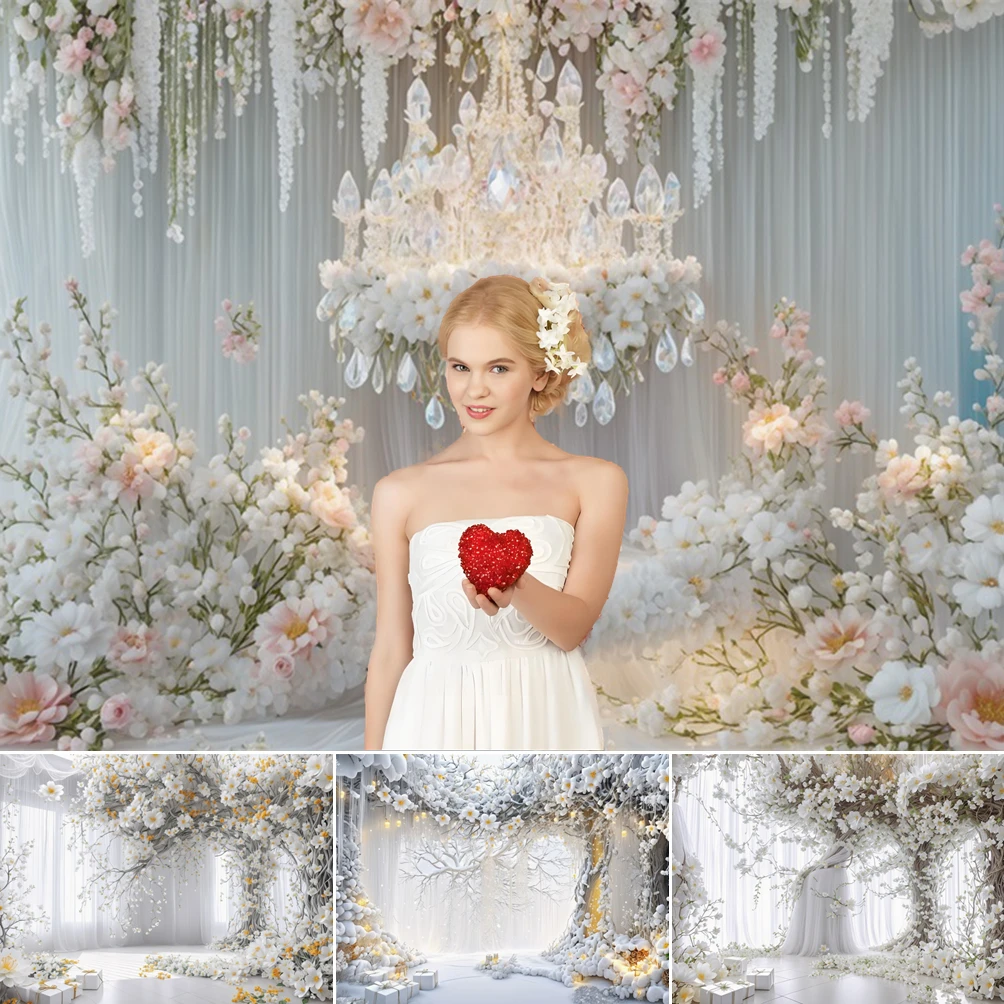 

MOON.QG Photo Background Flower Valentine's Day Branch Curtain Backdrop Wall Couple Poster Portrait Wallpaper Accessories Poster