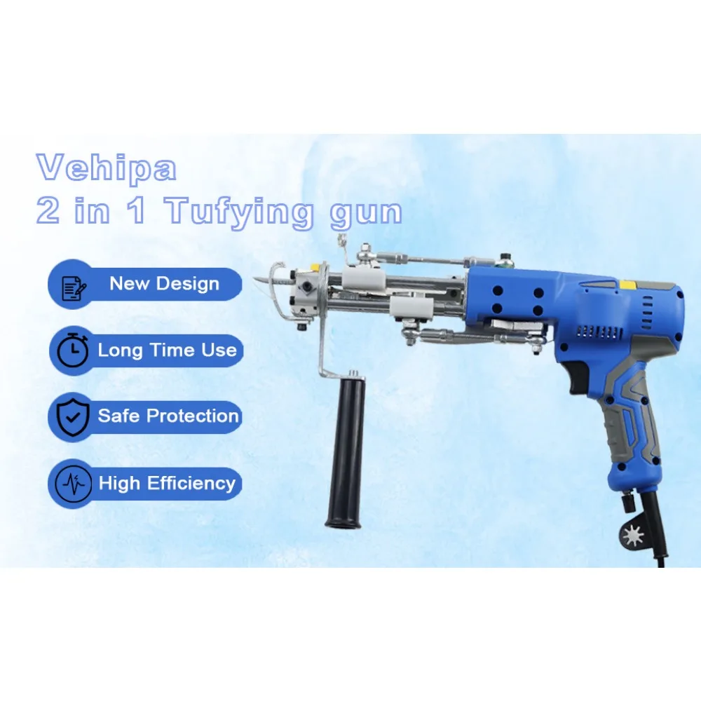 Elektryczny pistolet do tuftingu dywanów AK-V 2 w 1, maszyna do tuftingu 120W z wyświetlaczem cyfrowym i oświetleniem, zestaw do tuftingu, tkactwo dywanów, flokowanie.