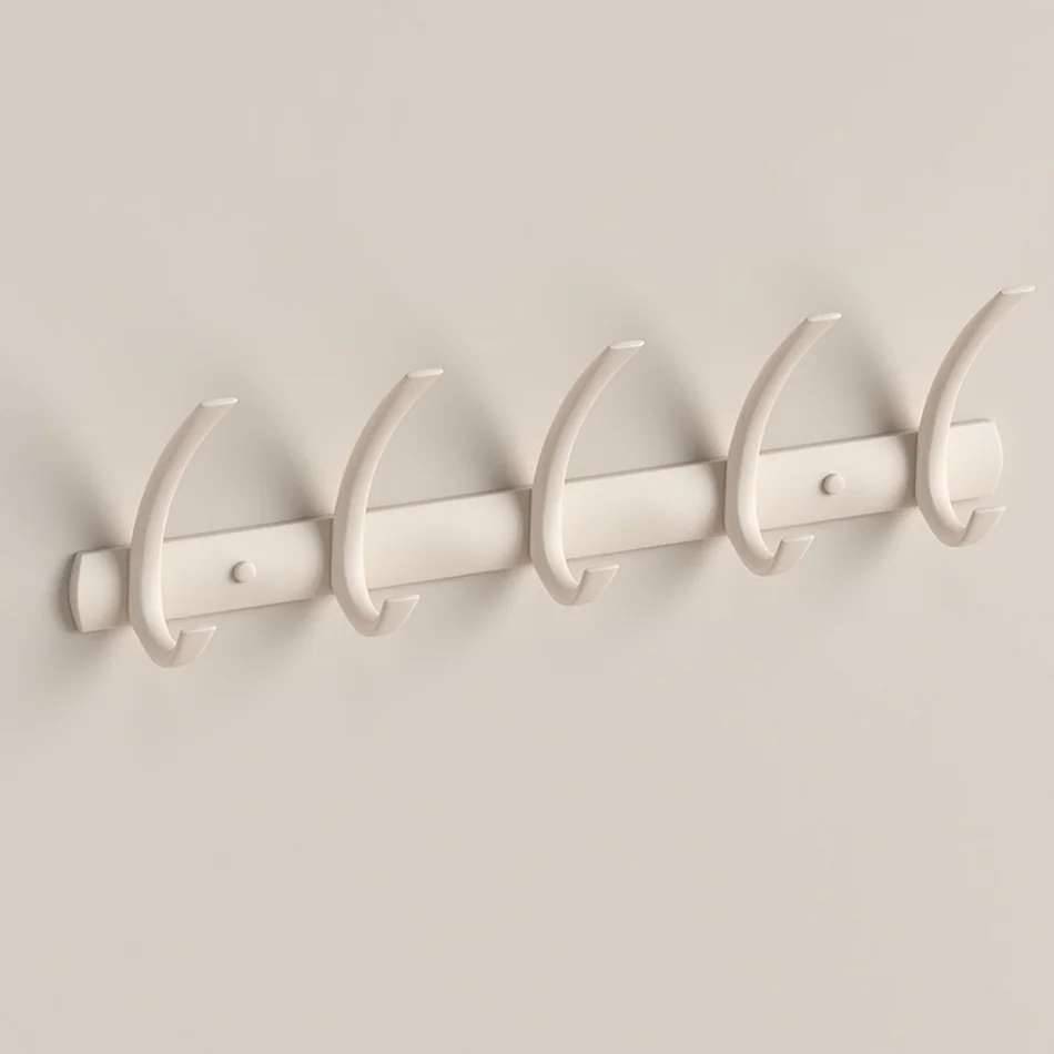 Bathroom Hook Milk White Creative 3 4 5 Row Wall Mounted Hook Aluminum Bedroom Home Lavatory Creative Coat Towel Robe Key Holder