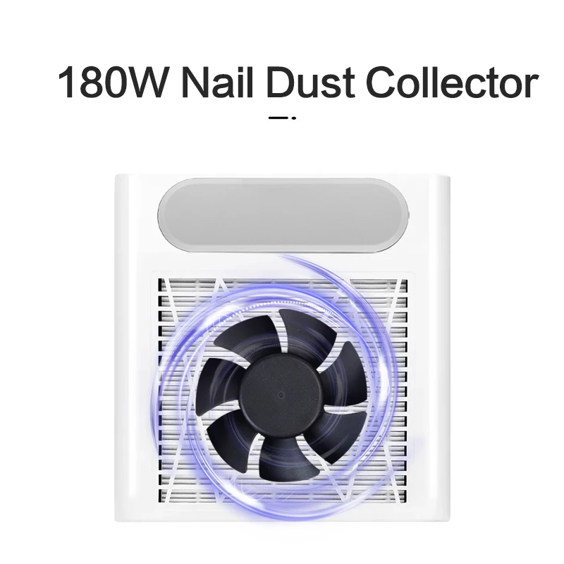 Upgrade 180W Nail Dust Vacuum Cleaner For Manicure Powerful Suction Nail Dust Collector With Reusable Filter Reduce 98% Dust