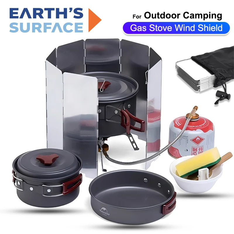 Outdoor Camping Windproof Screen 8 9 10 Plates Aluminum Alloy Foldable Gas Burner Wind Shield Picnic Cooking Stove Wind Baffle