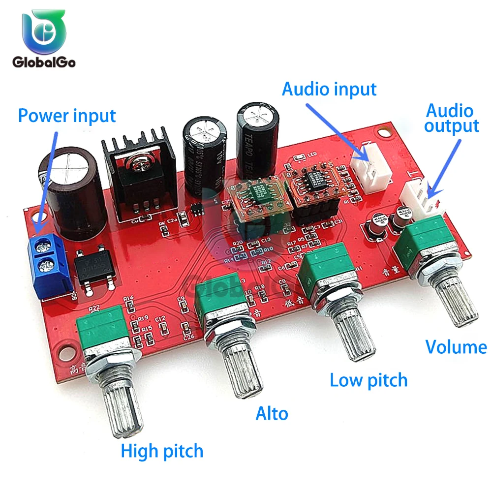 AD828 HIFI Stereo Preamp Amplifier Board Volume Tone Control Sound Adjustment Preamplifier Treble Balance Bass Board