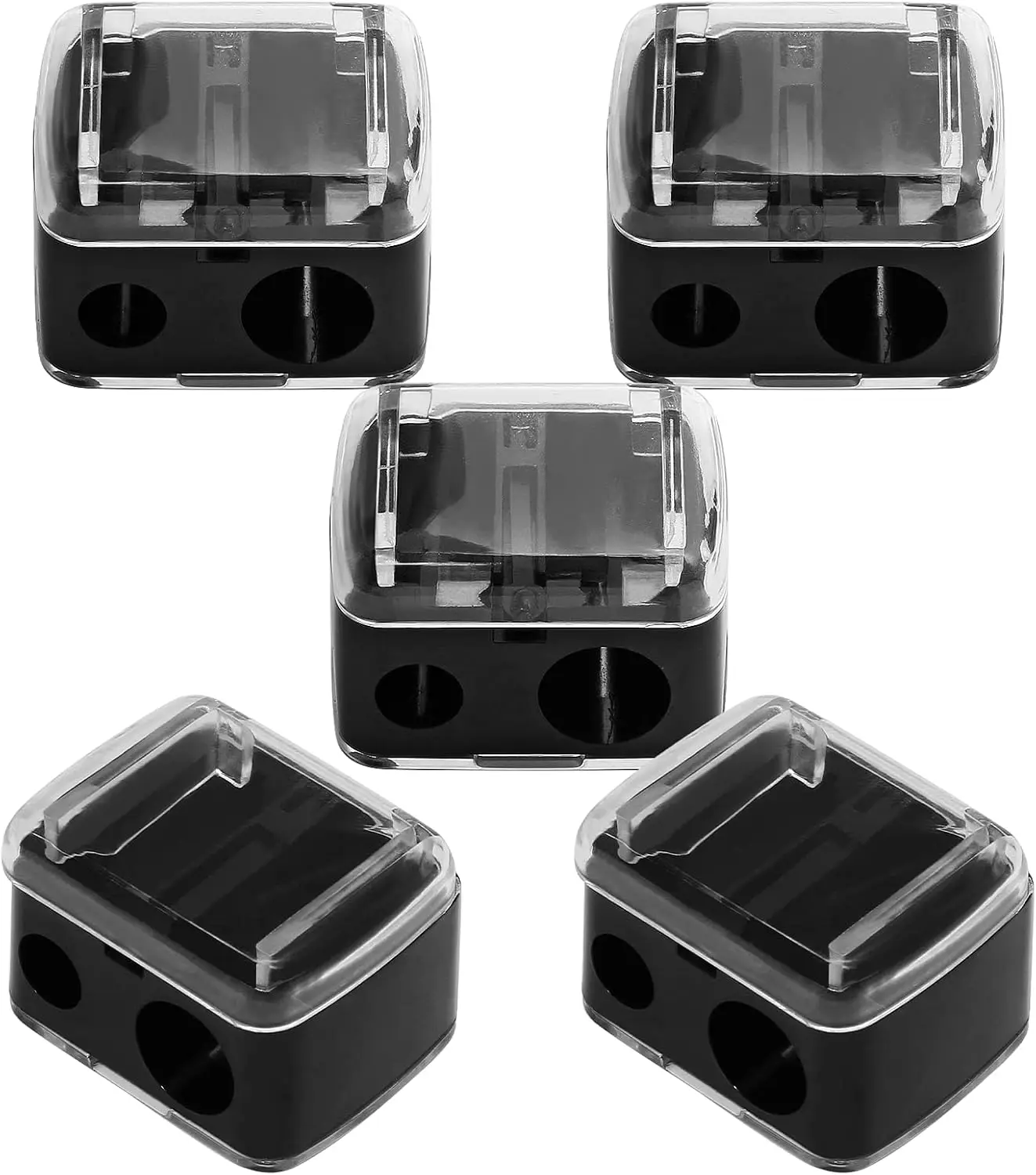 

5-Piece Dual Hole Cosmetic Pencil Sharpener Set for Eyeliner and Lipliner, Easy Clean Design