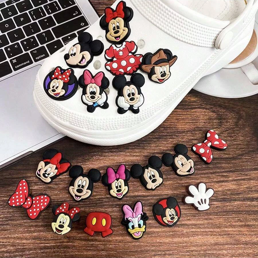 MINISO 19pcs Mickey Gloves Shoe Charms Set For Clogs Bogg Bag Bubble Slides Sandals, PVC Shoe Decorations Beach Bag Accessories image 4