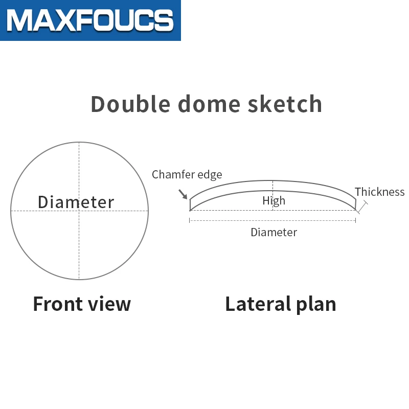 Double Dome Mineral GlassThickness 2.5mm, Diameter Of  30-38.5mm, Table Glass Round Smooth Transparent 1 Pieces