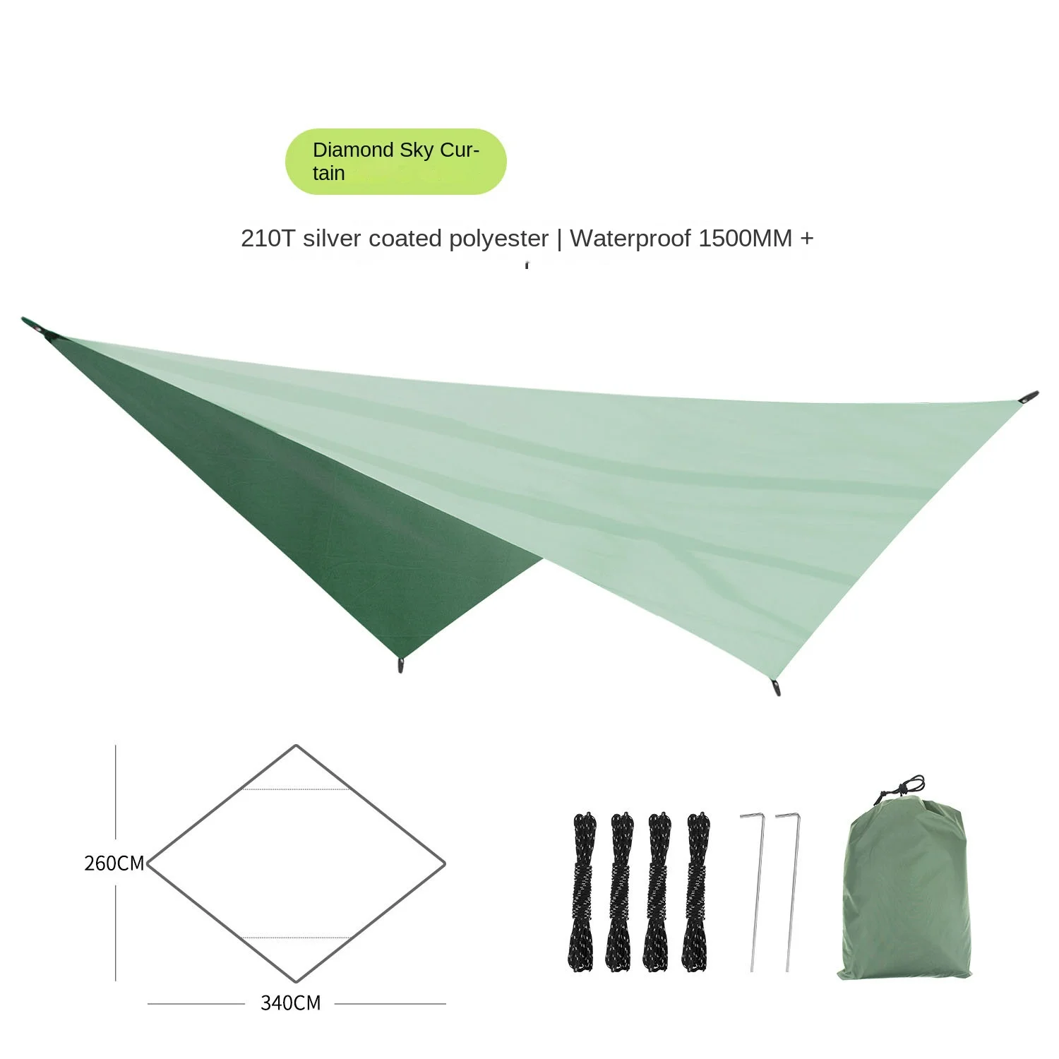 Outdoor canopy 210T diamond shaped sunshade multifunctional camping picnic mat beach moisture-proof mat